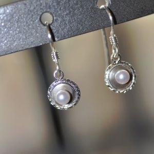 Vintage Pearl & Abalone Earrings